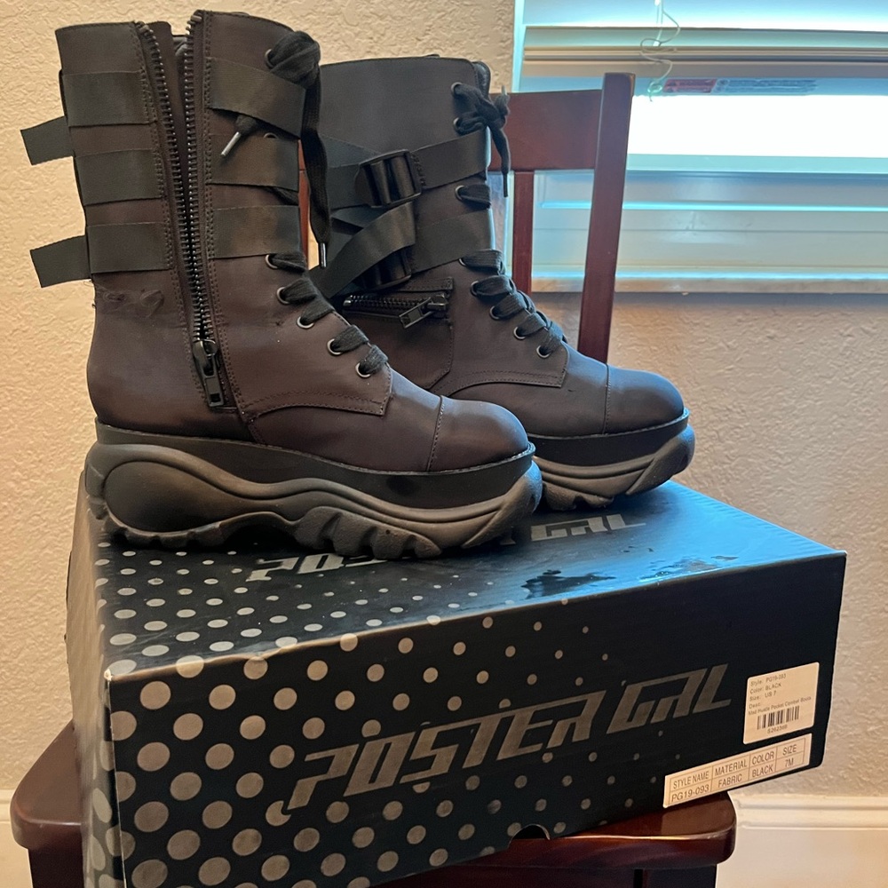 POSTER GIRL Black Combat Boots